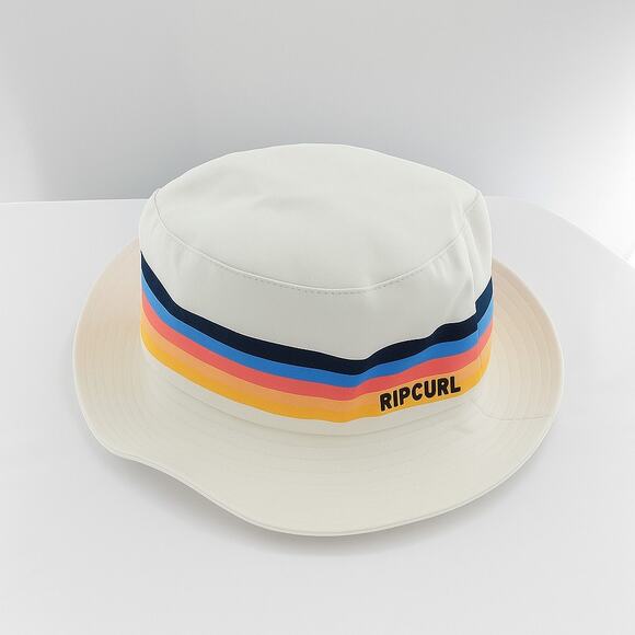 Rip Curl White Bucket Hat Retro Rainbow Stripe Surf Beach Sun Hat NEW - Picture 6 of 7